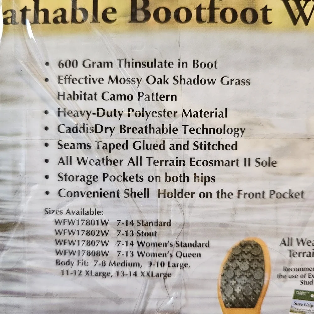 *NIB*Mossy Oak Men's Shadow Grass Habitat Camo Waterfowl Bootfoot Wader Size 11